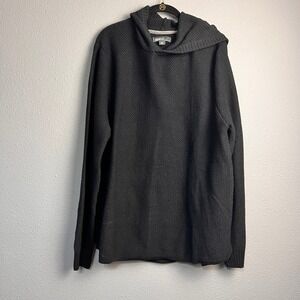 Commerce Mens XXL Black Hooded Knit Sweater Cotton Blend Pullover Athleisure